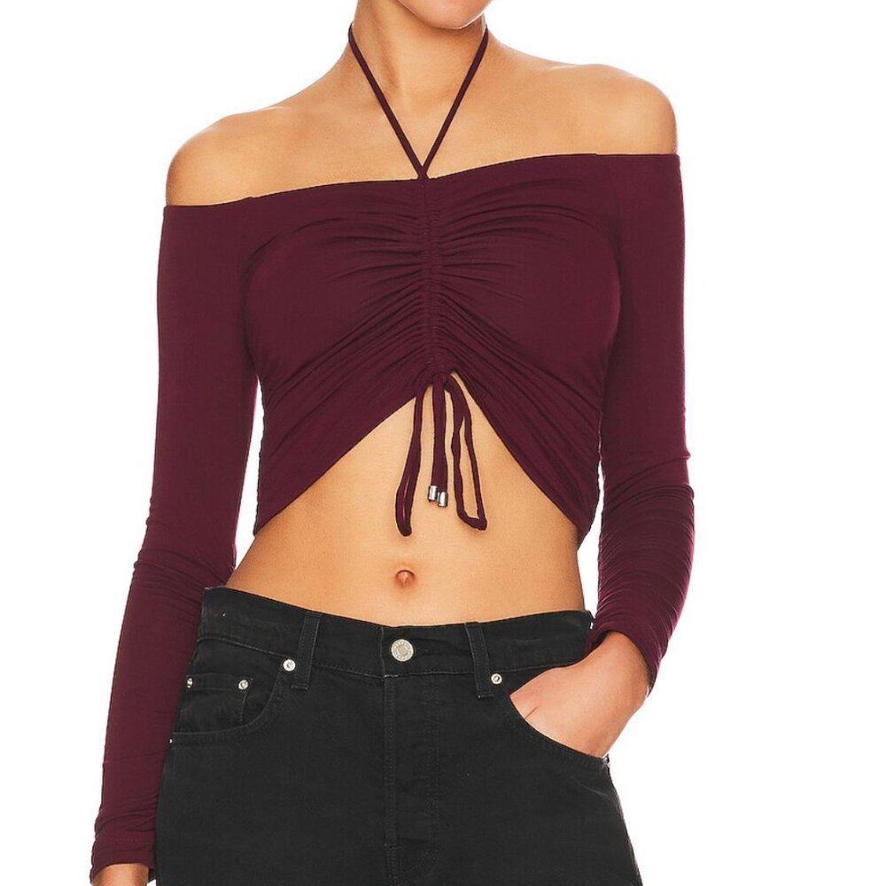 NWT JONATHAN SIMKHAI Alessa Matte Jersey Ruched Halter Top Medium